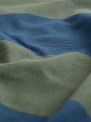 Green/Navy Stripe 100% Cotton Stripe Rugby Polo Shirt - Image 7 of 8