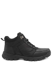 Pavers Black Wide Fit Leather Lace Up Rugged Boots - Image 2 of 6