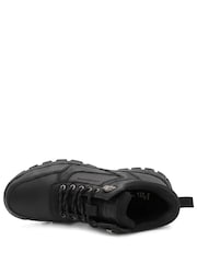 Pavers Black Wide Fit Leather Lace Up Rugged Boots - Image 5 of 6