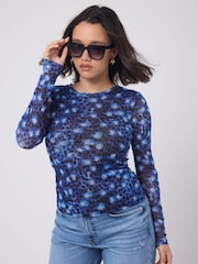 SCAMP & DUDE Dark Blue Paradise Mesh Top - Image 1 of 5