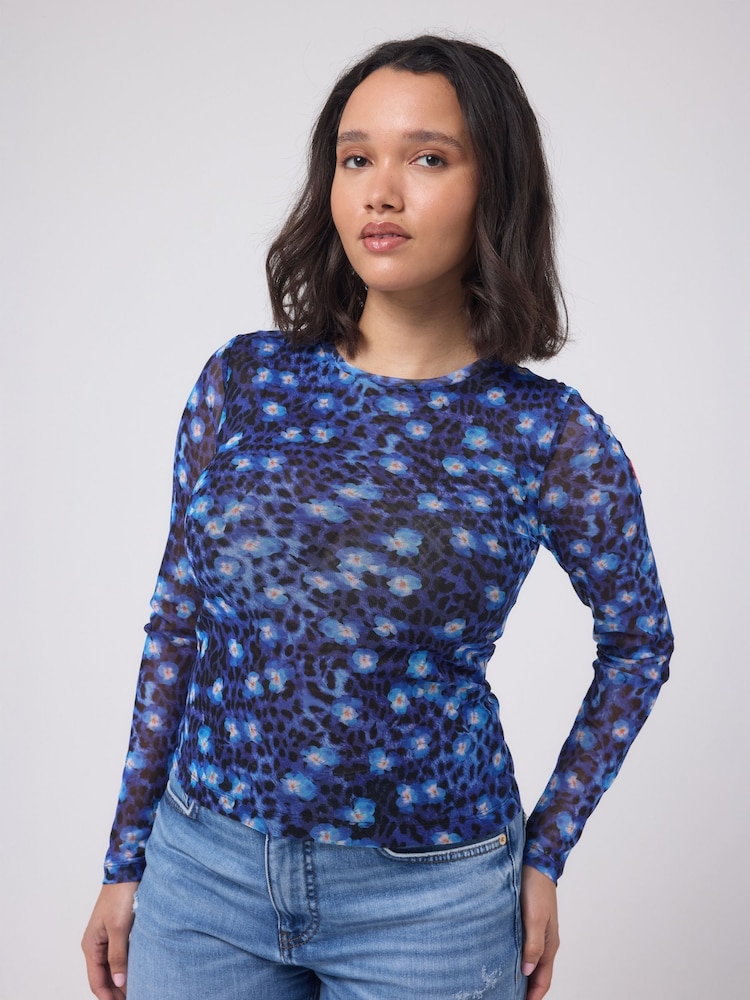 SCAMP & DUDE Dark Blue Paradise Mesh Top - Image 2 of 5