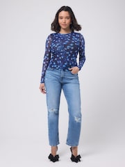 SCAMP & DUDE Dark Blue Paradise Mesh Top - Image 3 of 5
