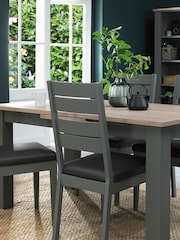 Bentley Designs Set of 2 Grey Oakham Faux Leather Dining Chairs - Image 1 of 4