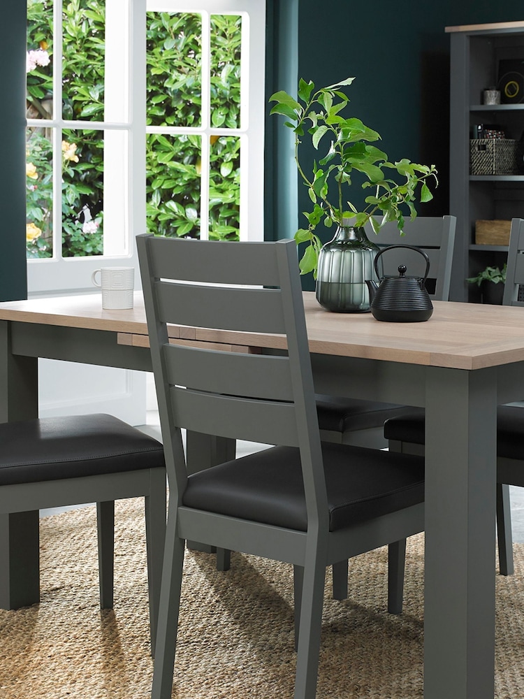 Bentley Designs Set of 2 Grey Oakham Faux Leather Dining Chairs - Image 1 of 4