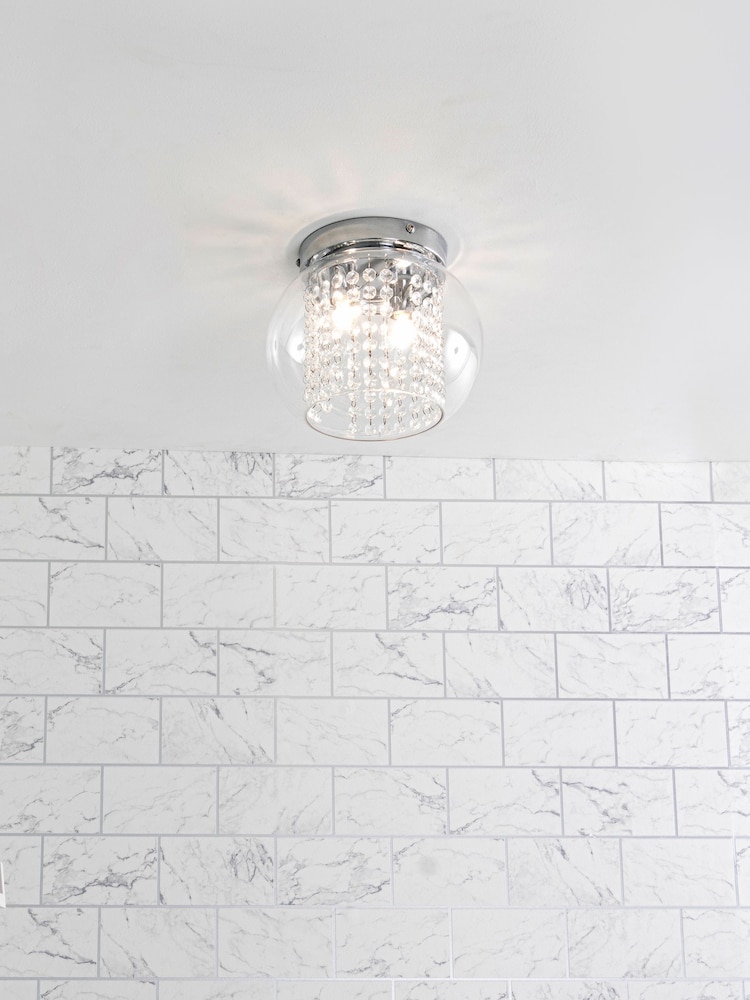 BHS Chrome Megara Bathroom Flush Ceiling Light - Image 1 of 3