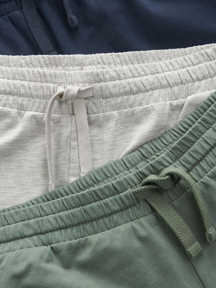 Navy/Green/Ice Grey Lightweight 100% Cotton Shorts 3 Pack - Image 14 of 14 Navy/Green/Ice Grey Lightweight 100% Cotton Shorts 3 Pack - Image 14 of 14