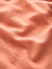 Peach Orange Linen Blend Summer Front Pocket 100% Cotton Top - Image 7 of 7