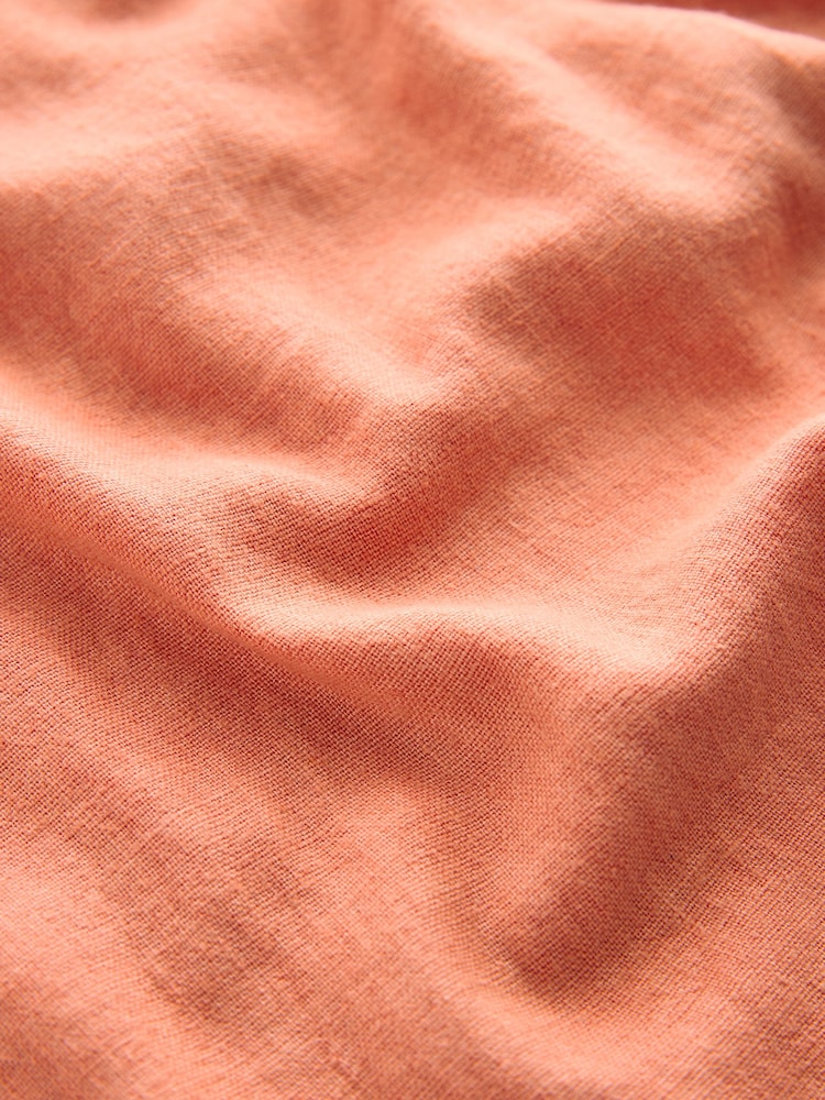 Peach Orange Linen Blend Summer Front Pocket 100% Cotton Top - Image 7 of 7