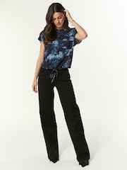 Navy Spot Print Short Sleeve Utility Drawcord Hem Pocket T-Shirt - Image 2 of 6