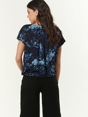 Navy Spot Print Short Sleeve Utility Drawcord Hem Pocket T-Shirt - Image 3 of 6