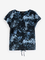 Navy Spot Print Short Sleeve Utility Drawcord Hem Pocket T-Shirt - Image 5 of 6