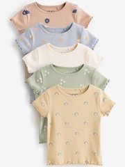 Yellow Rib Short Sleeve T-Shirts 5 Pack (3mths-7yrs) - Image 1 of 3