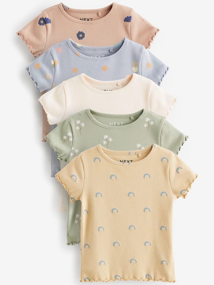 Yellow Rib Short Sleeve T-Shirts 5 Pack (3mths-7yrs) - Image 1 of 3