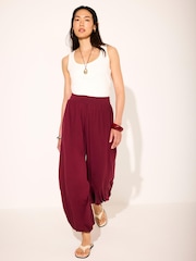 Mint Velvet Red Jersey Balloon Trousers - Image 3 of 6