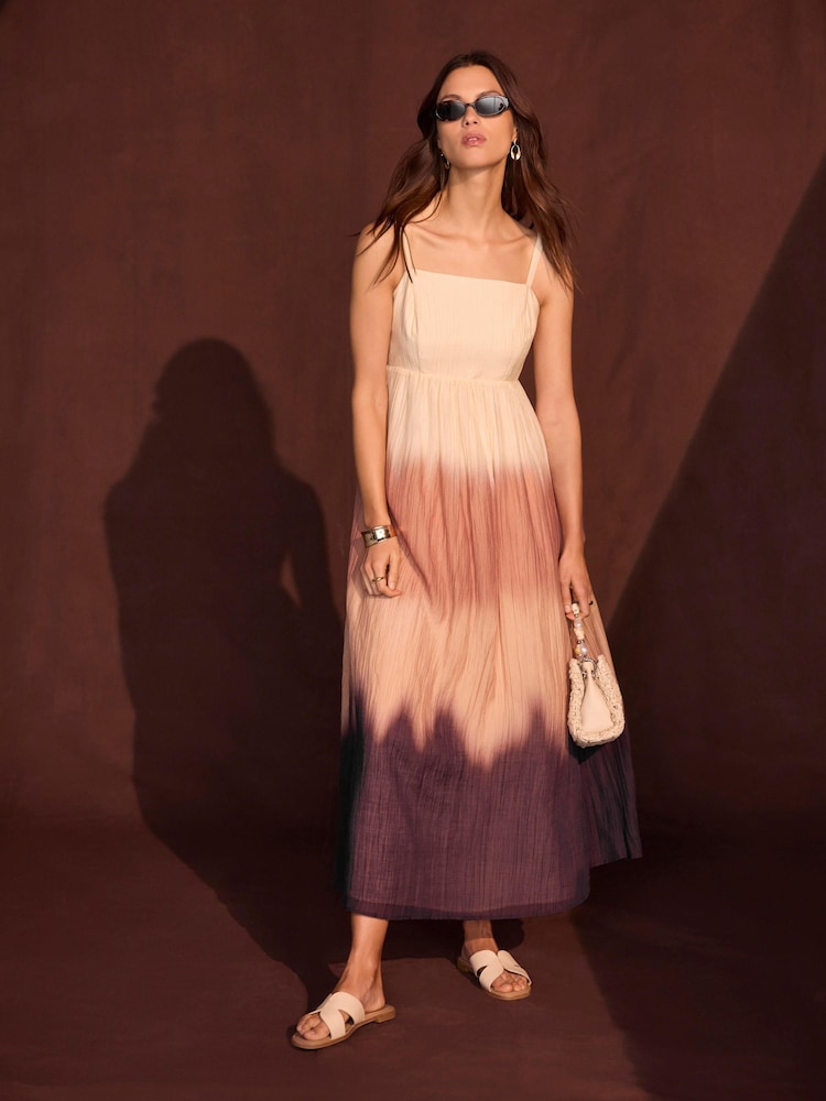 Mint Velvet Brown Ombre Crinkle Maxi Dress - Image 1 of 8 Mint Velvet Brown Ombre Crinkle Maxi Dress - Image 1 of 8