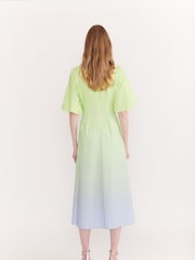 Olivia Rubin Green Lorena Ombre Puff Sleeve Midi Dress - Image 2 of 5