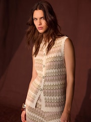 Mint Velvet Natural Striped Knit Waistcoat - Image 1 of 8