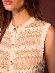 Mint Velvet Natural Striped Knit Waistcoat - Image 4 of 8