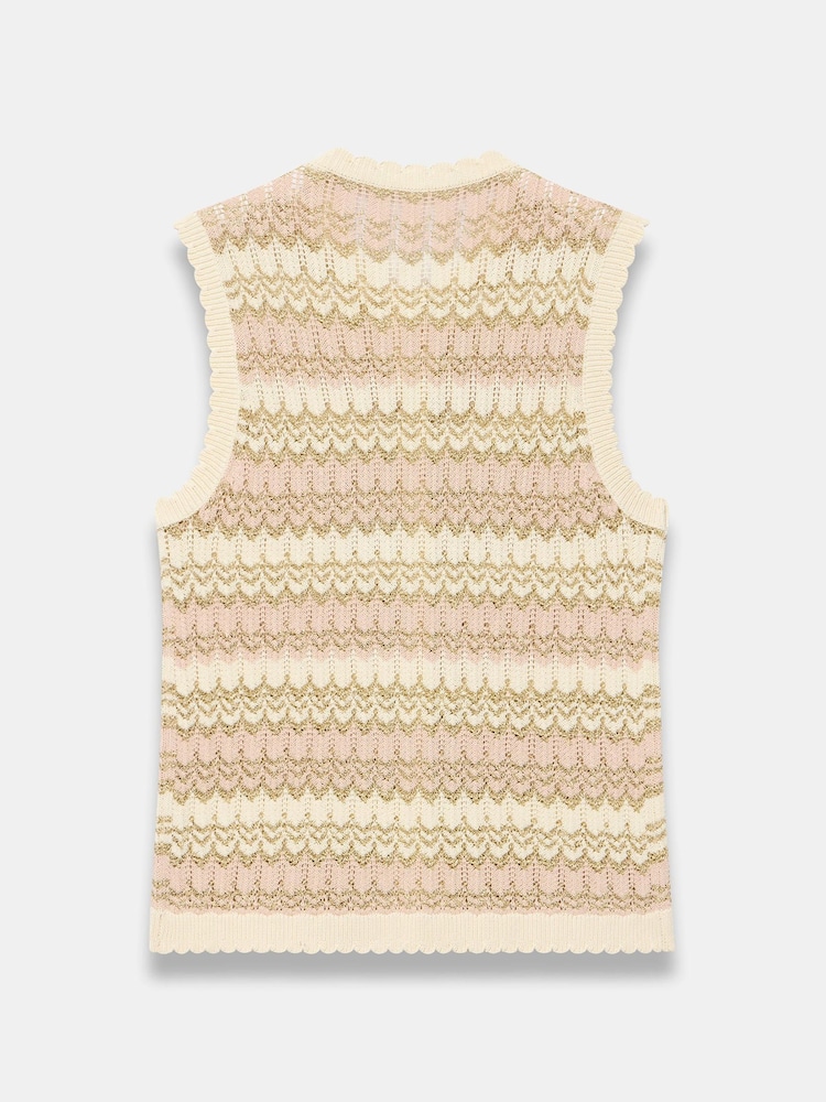 Mint Velvet Natural Striped Knit Waistcoat - Image 8 of 8