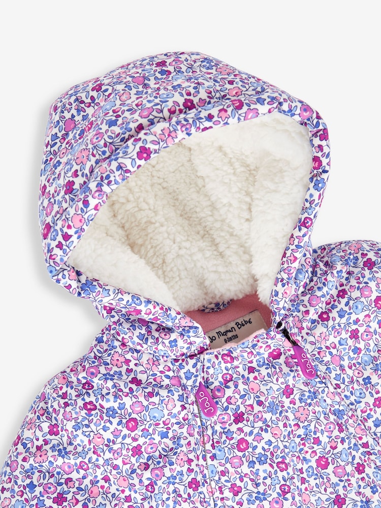 JoJo Maman Bébé Ditsy Girls' Ditsy Print Pramsuit - Image 2 of 4