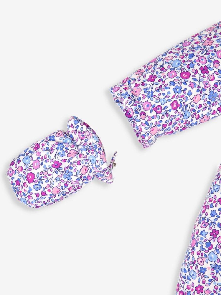 JoJo Maman Bébé Ditsy Girls' Ditsy Print Pramsuit - Image 4 of 4