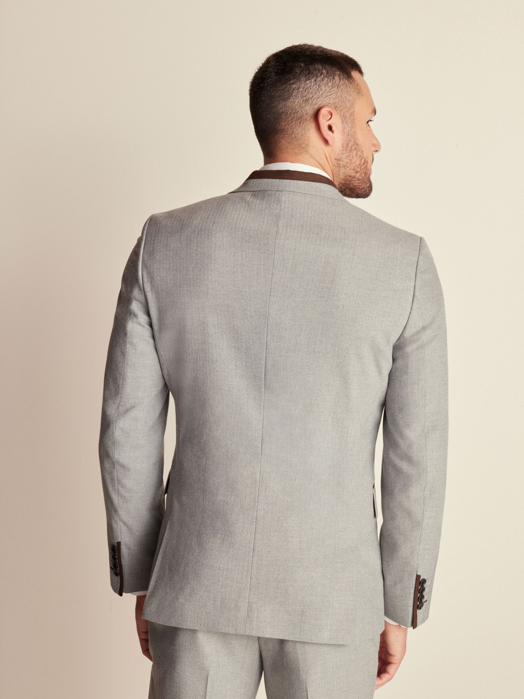 Buy Grey Slim Fit Herringbone Suit Jacket from Next Romania