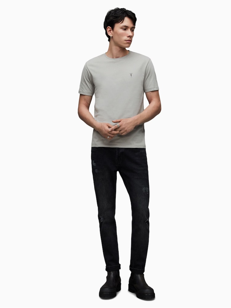 AllSaints Grey Chrome Brace Short-Sleeve Crew T-Shirt - Image 2 of 4