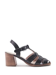 Moda in Pelle Black Gerrie Leather Block Heel Fisherman Sandals - Image 1 of 4
