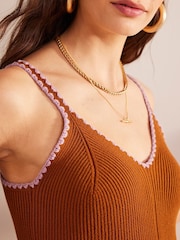 Boden Orange Crochet Edge Rib Dress - Image 4 of 7
