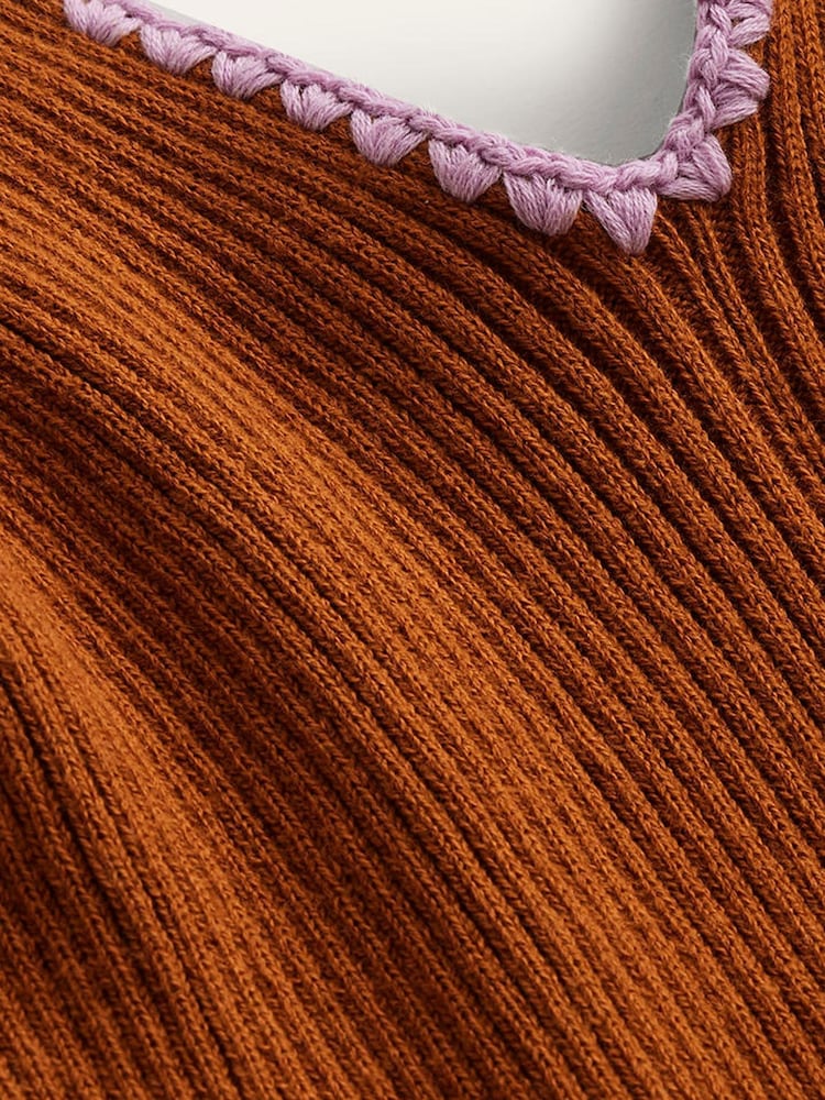 Boden Orange Crochet Edge Rib Dress - Image 7 of 7