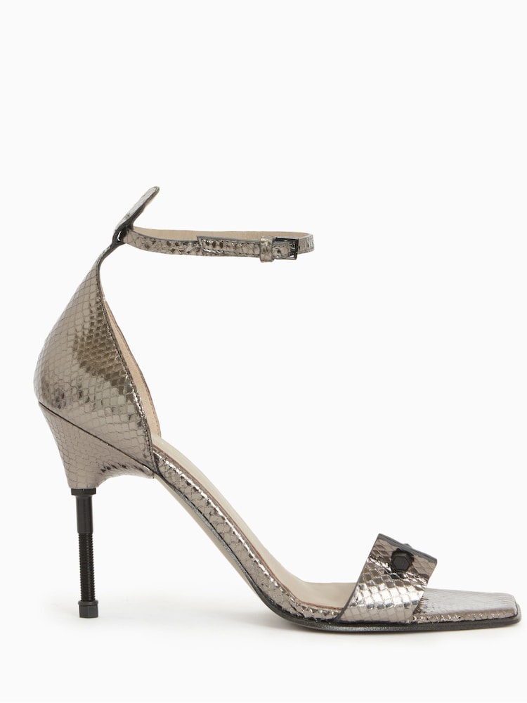 AllSaints Grey Betty Snake Sandals - Image 2 of 6