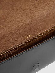 Reiss Black Regent High-Shine Leather Clutch Bag - Image 3 of 5