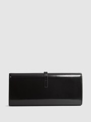 Reiss Black Regent High-Shine Leather Clutch Bag - Image 4 of 5
