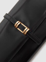 Reiss Black Regent High-Shine Leather Clutch Bag - Image 5 of 5