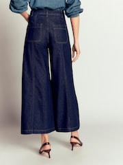 Boden Blue Cotton Wide Leg Culotte Jeans - Image 3 of 5