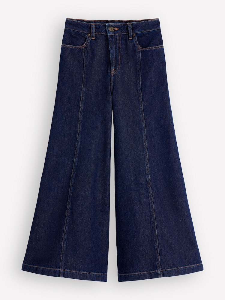 Boden Blue Cotton Wide Leg Culotte Jeans - Image 5 of 5 Boden Blue Cotton Wide Leg Culotte Jeans - Image 5 of 5