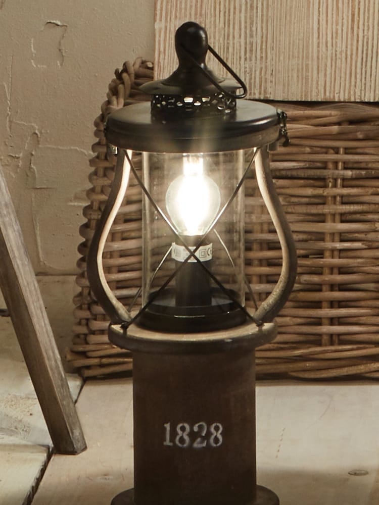 Pacific Grey Gibson Antique Wood Lantern Table Lamp - Image 1 of 8 Pacific Grey Gibson Antique Wood Lantern Table Lamp - Image 1 of 8