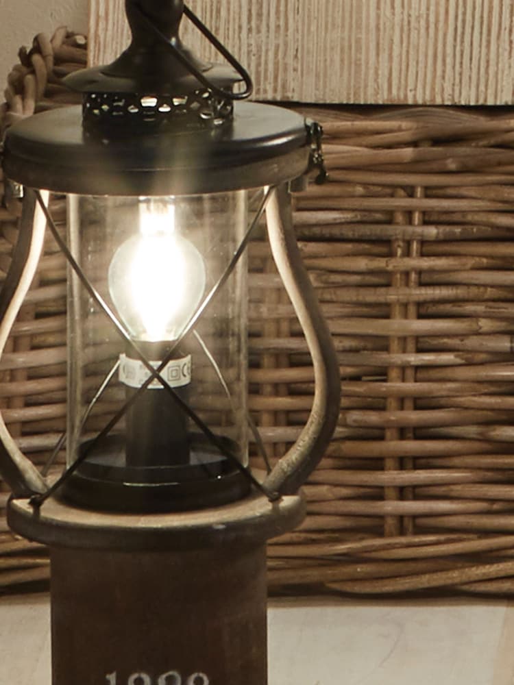 Pacific Grey Gibson Antique Wood Lantern Table Lamp - Image 2 of 8 Pacific Grey Gibson Antique Wood Lantern Table Lamp - Image 2 of 8