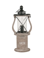 Pacific Grey Gibson Antique Wood Lantern Table Lamp - Image 5 of 8