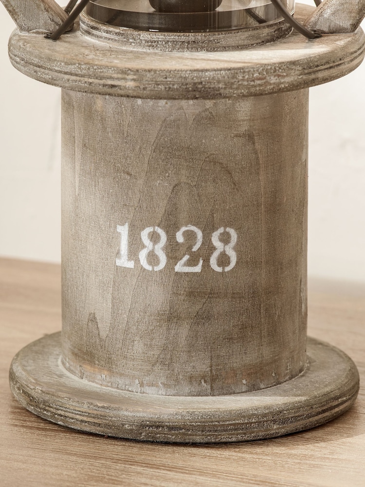 Pacific Grey Gibson Antique Wood Lantern Table Lamp - Image 8 of 8 Pacific Grey Gibson Antique Wood Lantern Table Lamp - Image 8 of 8
