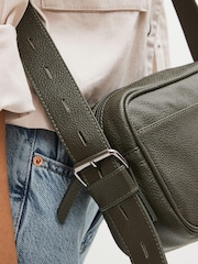 Khaki Green Leather Camera Bag - Image 3 of 9