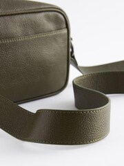 Khaki Green Leather Camera Bag - Image 8 of 9