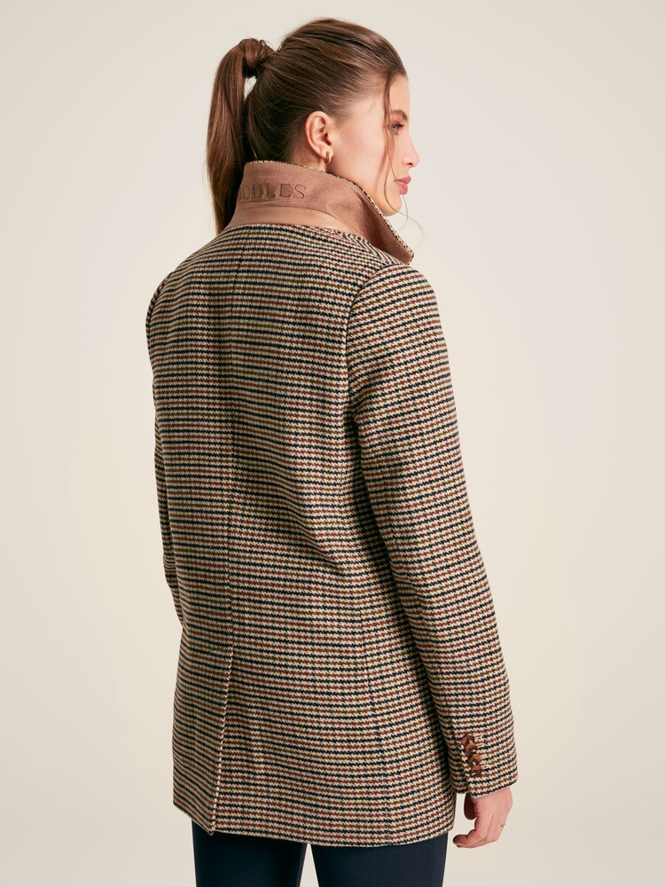 Joules Hackmore Brown Tweed Oversized Wool Blend Blazer - Image 2 of 8