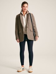Joules Hackmore Brown Tweed Oversized Wool Blend Blazer - Image 3 of 8