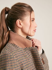 Joules Hackmore Brown Tweed Oversized Wool Blend Blazer - Image 5 of 8
