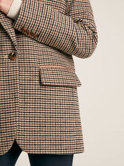Joules Hackmore Brown Tweed Oversized Wool Blend Blazer - Image 7 of 8