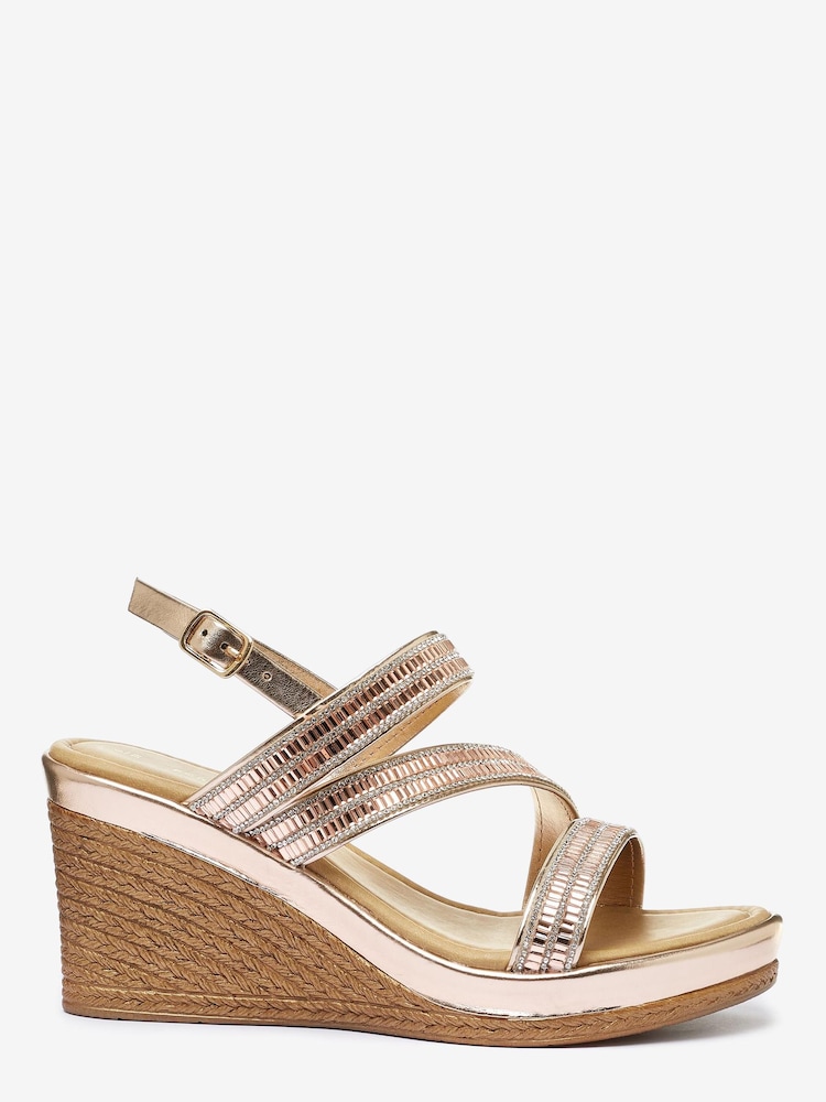 Rose Gold Forever Comfort® Asymmetric Sparkly Wedges - Image 2 of 5