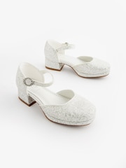 Weiß mit Glitzer - Schuhe für besondere Anlässe mit Plateauabsatz - Bild 1 von 5