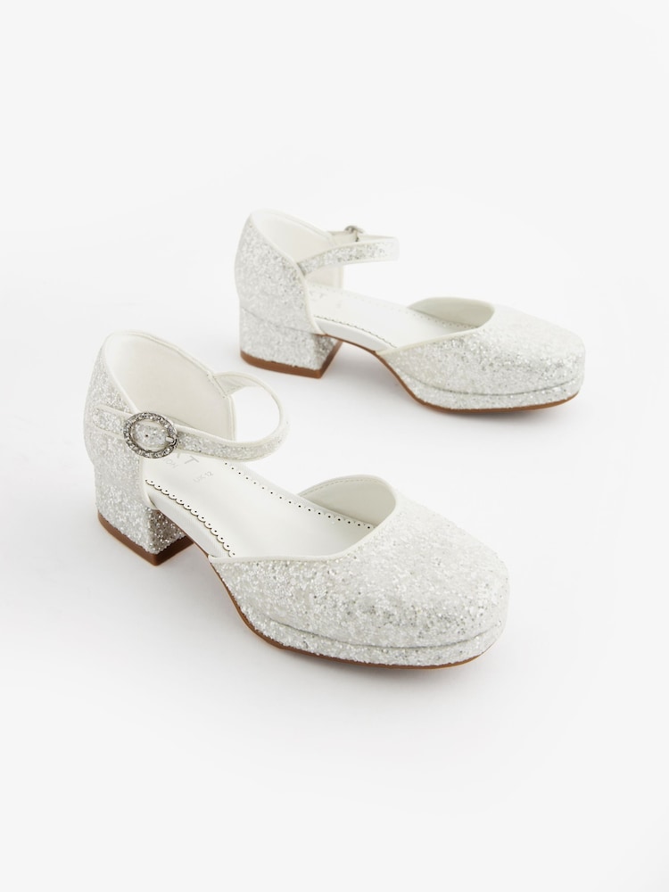 Weiß mit Glitzer - Schuhe für besondere Anlässe mit Plateauabsatz - Bild 1 von 5