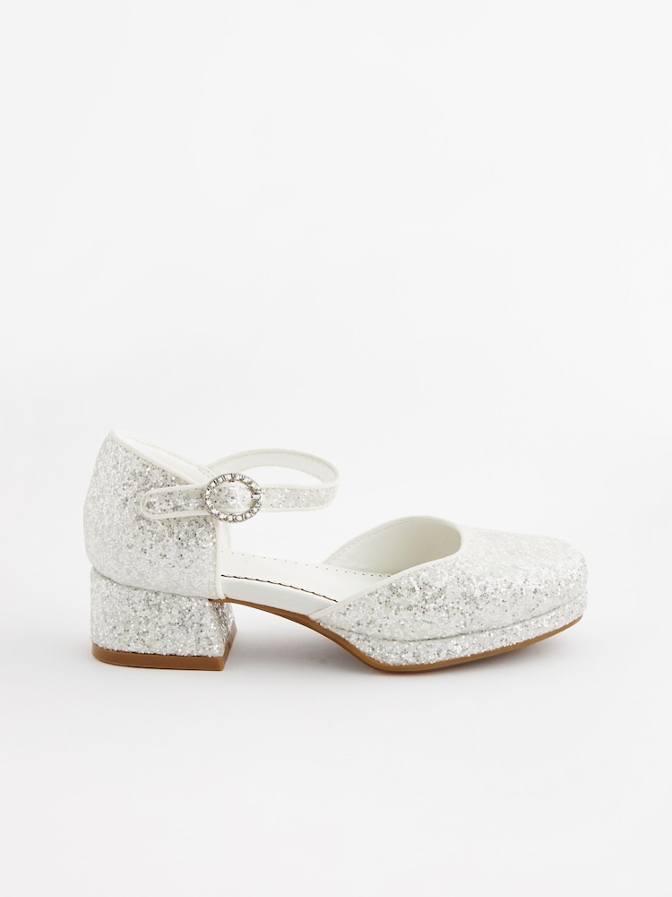 Weiß mit Glitzer - Schuhe für besondere Anlässe mit Plateauabsatz - Bild 2 von 5